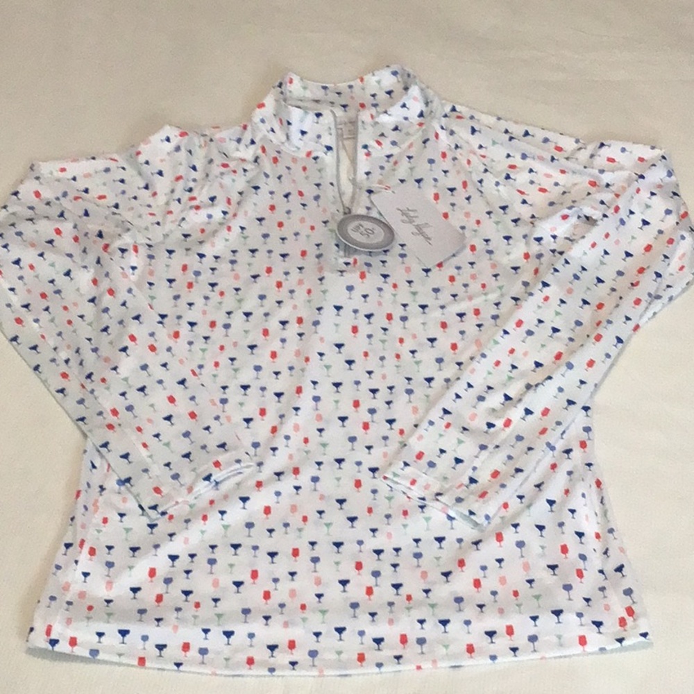 Lady Hagen White Top with Colorful Glass Pattern